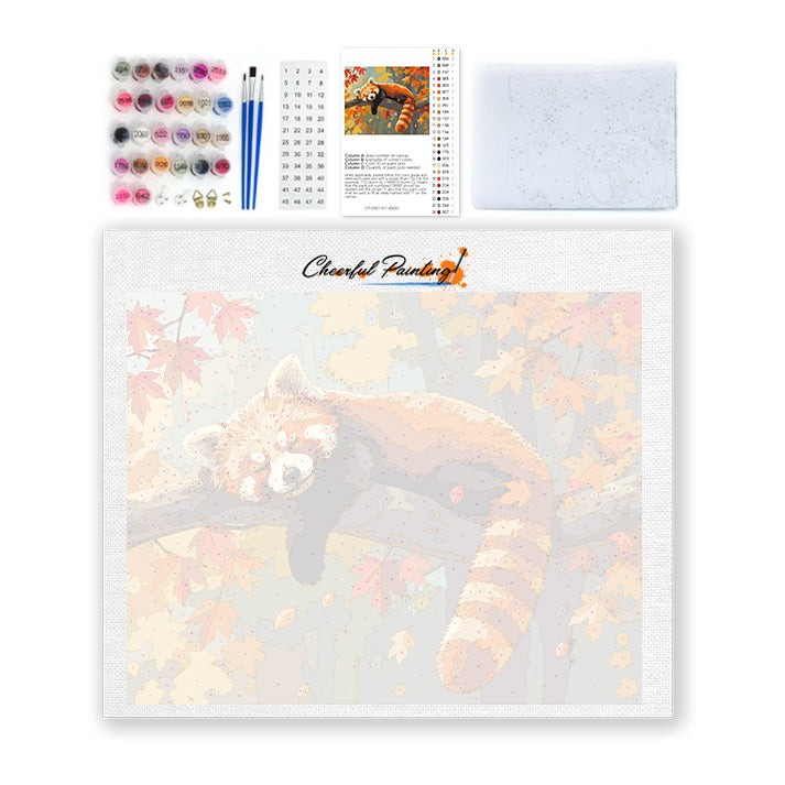Panda rojo durmiente – Pintura por números