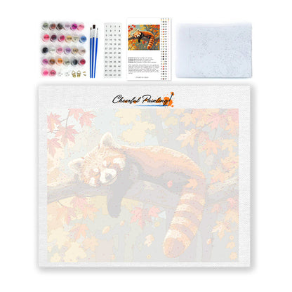 Panda rojo durmiente – Pintura por números