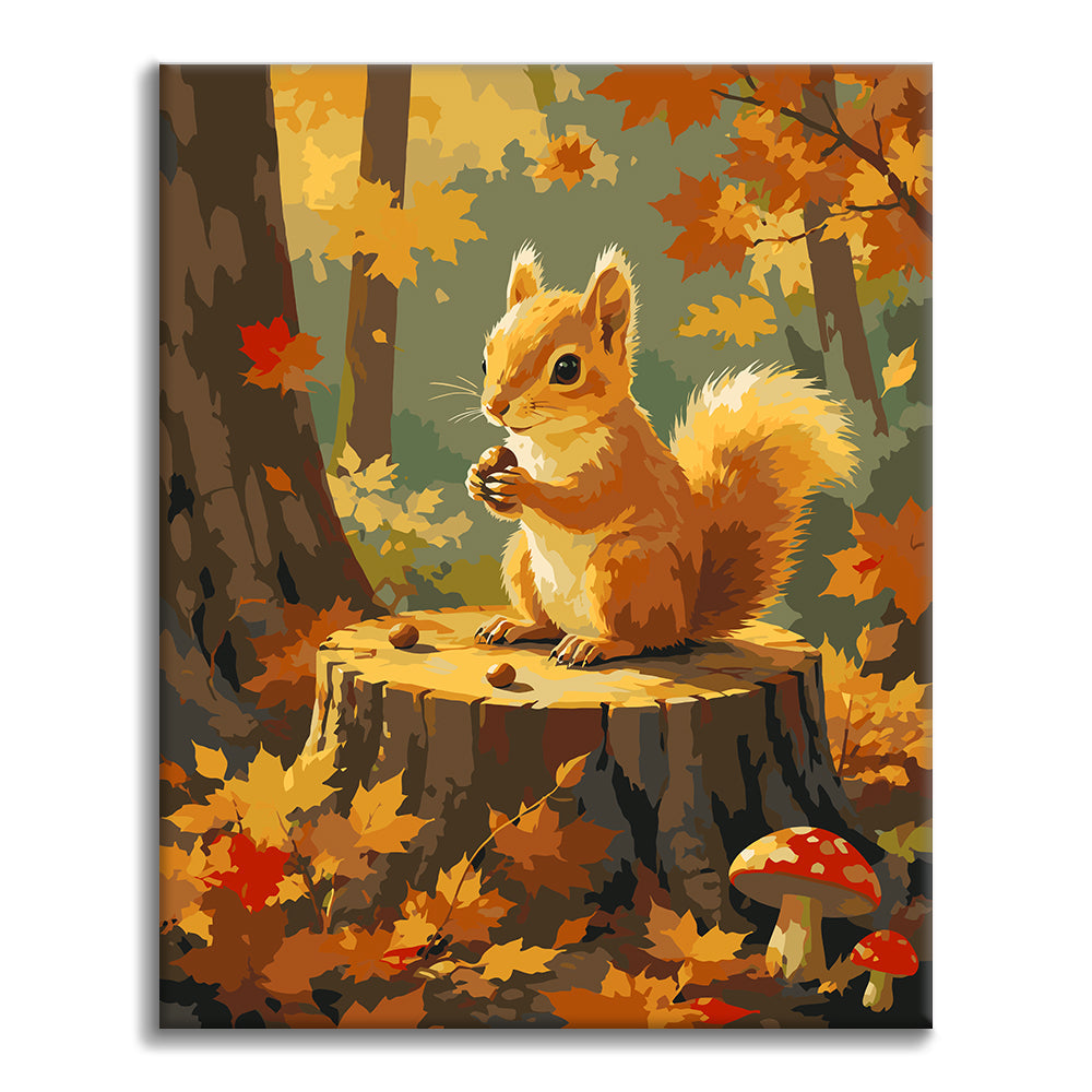 Ardilla en un tocón de árbol – Pintura por números