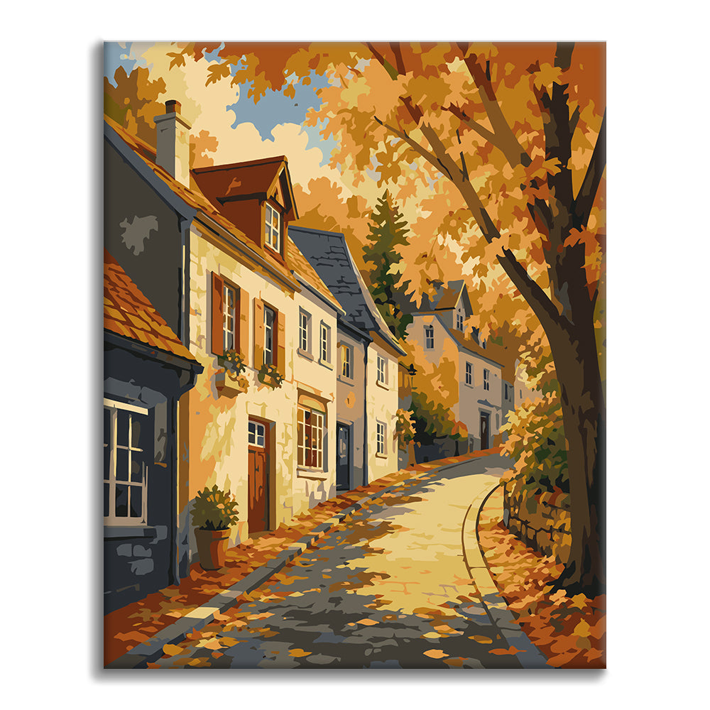 Old Town Street en otoño – Pintura por números