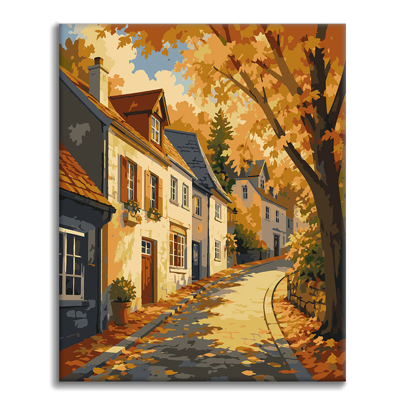 Old Town Street en otoño – Pintura por números