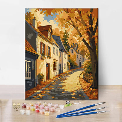 Old Town Street en otoño – Pintura por números