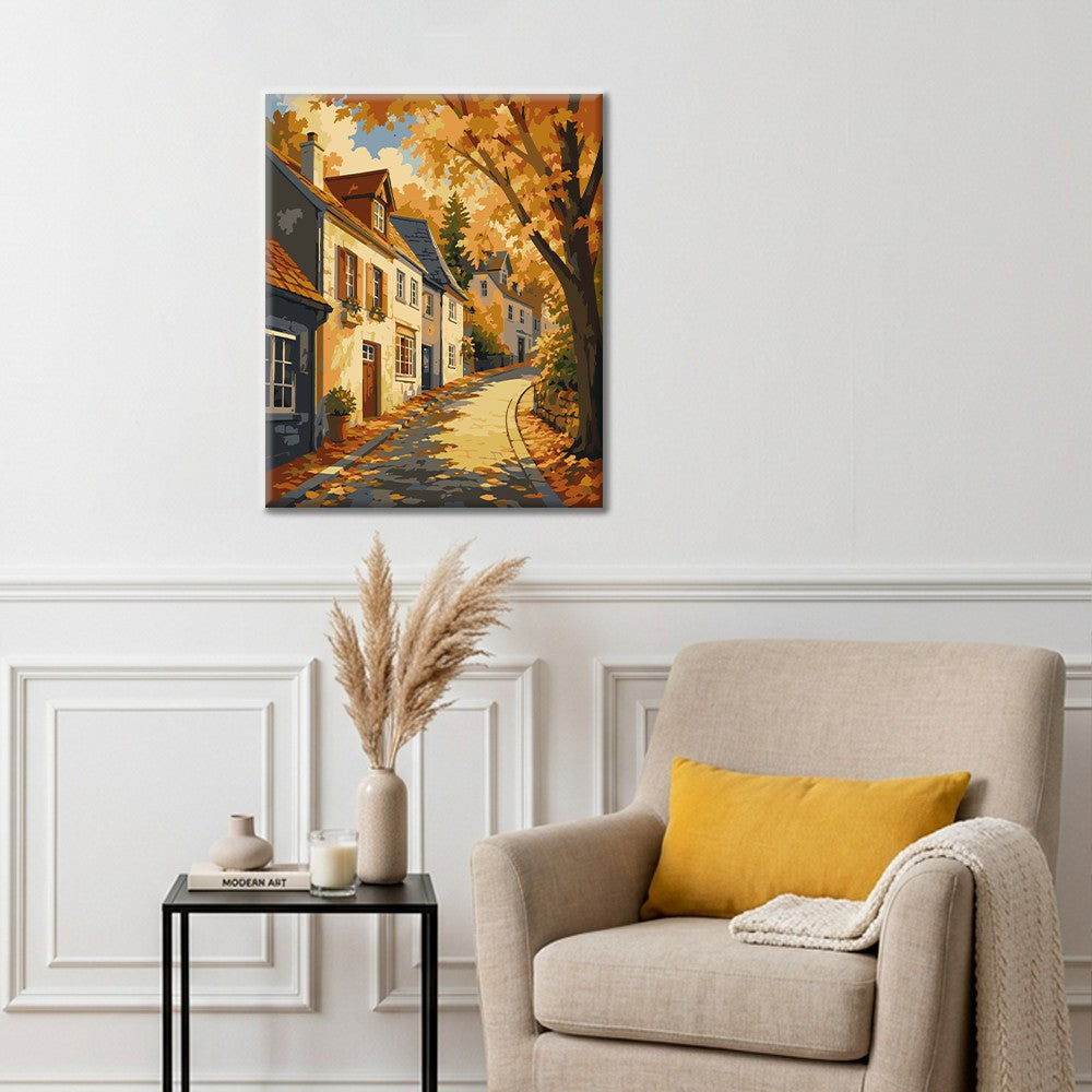 Old Town Street en otoño – Pintura por números