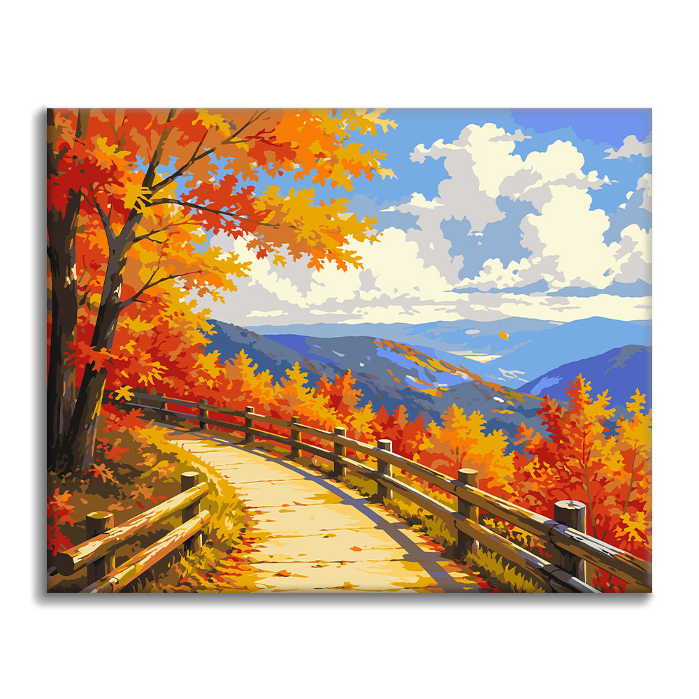 Autumn Mountain Walkway – Pintura por números