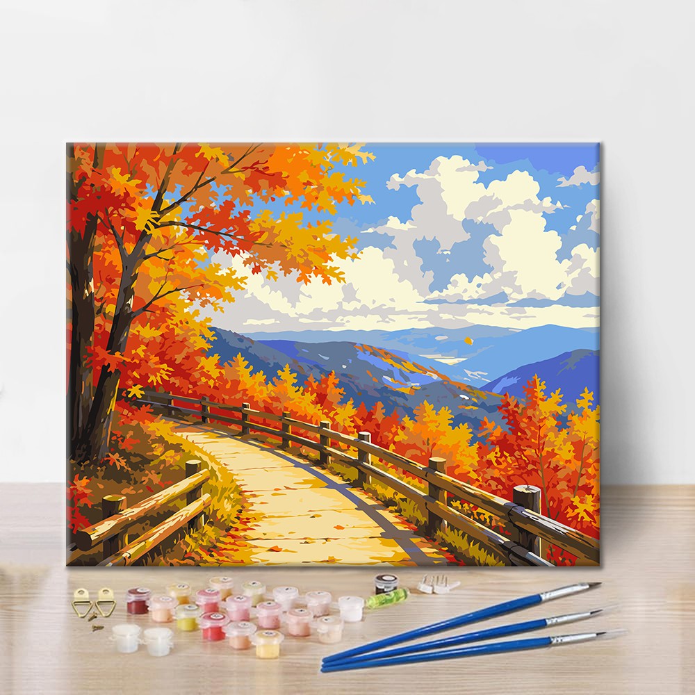 Autumn Mountain Walkway – Pintura por números