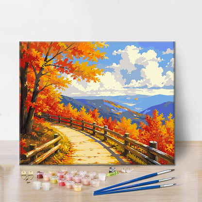 Autumn Mountain Walkway – Pintura por números