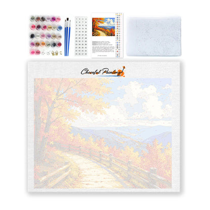 Autumn Mountain Walkway – Pintura por números