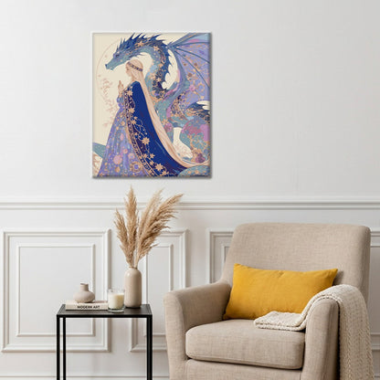 Mujer iluminada por la luna y dragón – Pintura por números