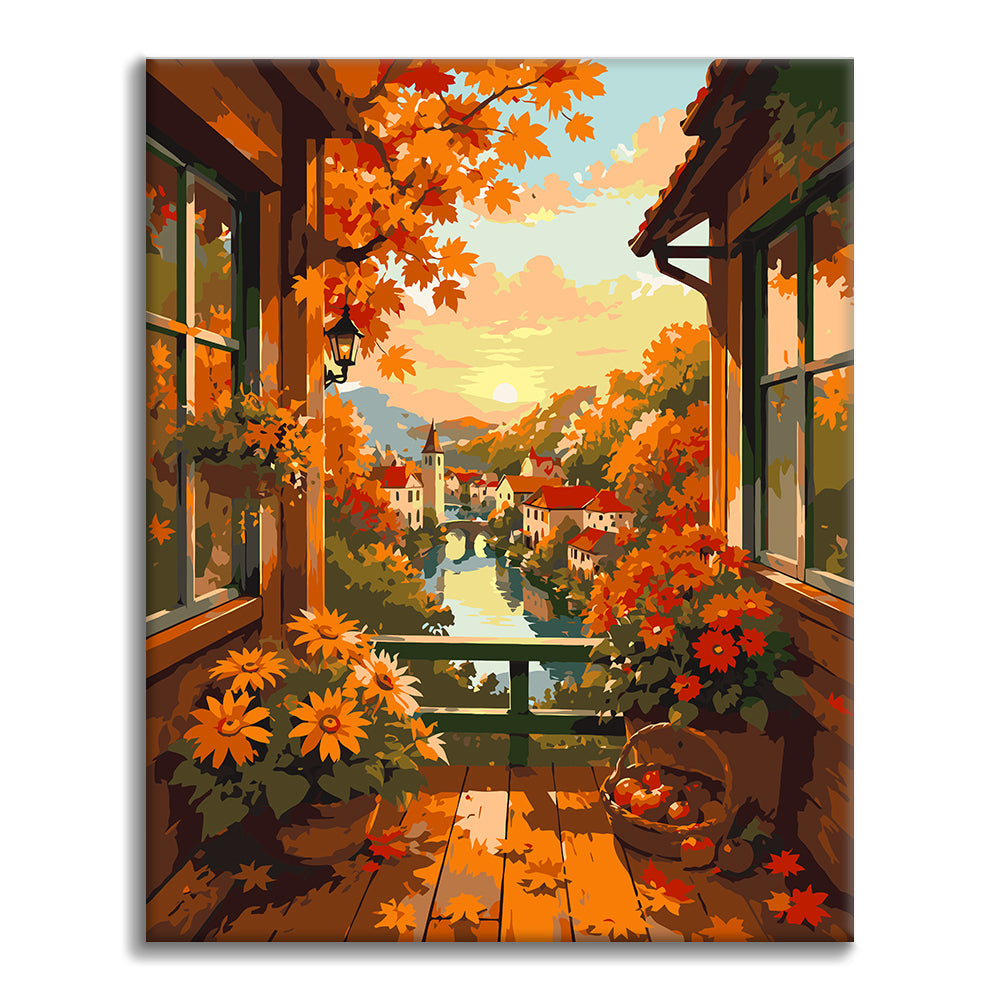 Balcón al atardecer sobre el canal – Pintura por números