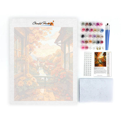 Balcón al atardecer sobre el canal – Pintura por números