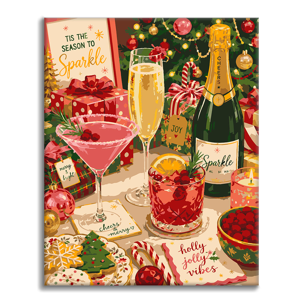 Bebidas y chispas navideñas – Pintura por números