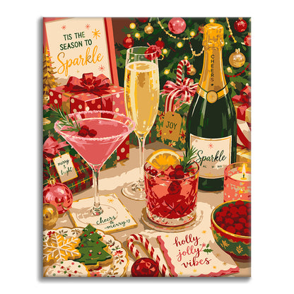 Bebidas y chispas navideñas – Pintura por números