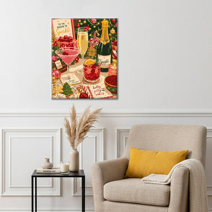 Bebidas y chispas navideñas – Pintura por números