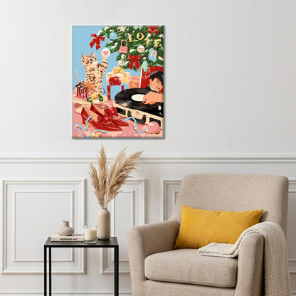 Fiesta de Navidad retro con gatos – Pintura por números