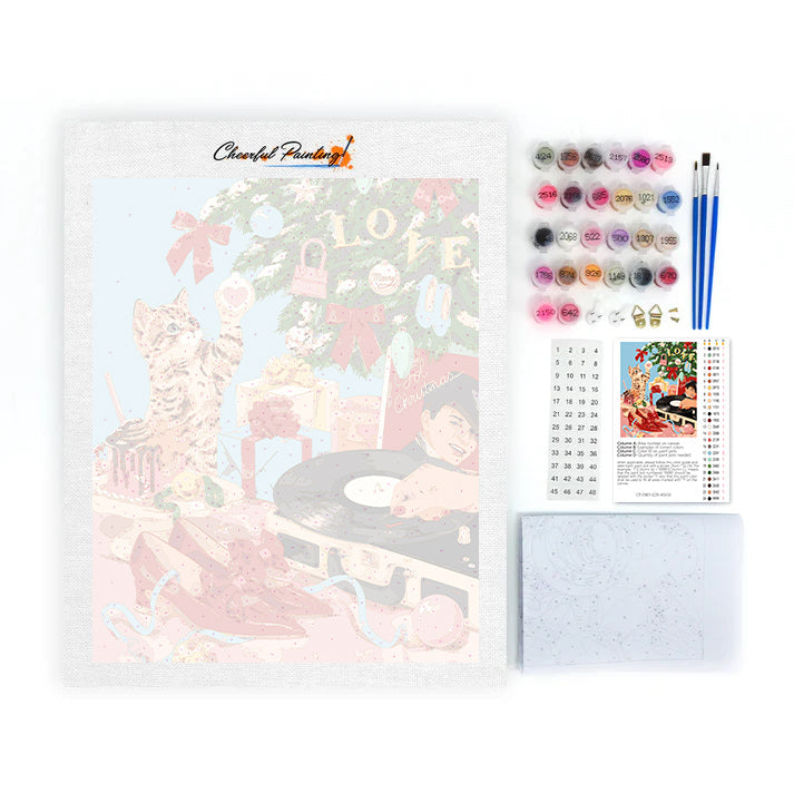 Fiesta de Navidad retro con gatos – Pintura por números