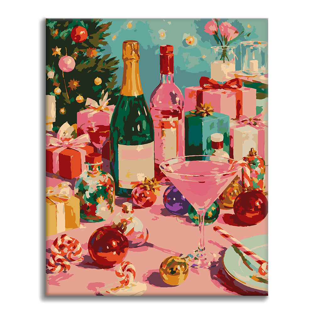 Bodegón festivo con champán – Pintura por números