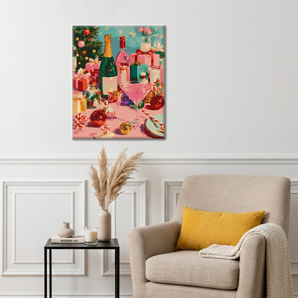 Bodegón festivo con champán – Pintura por números