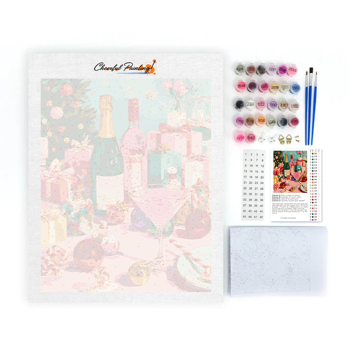 Bodegón festivo con champán – Pintura por números
