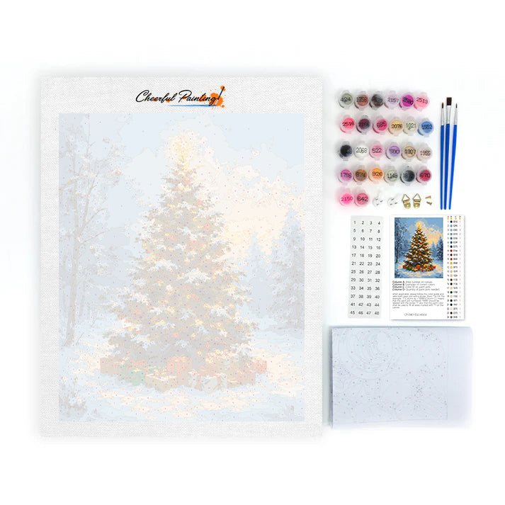 Árbol de Navidad en la nieve – Pintura por números