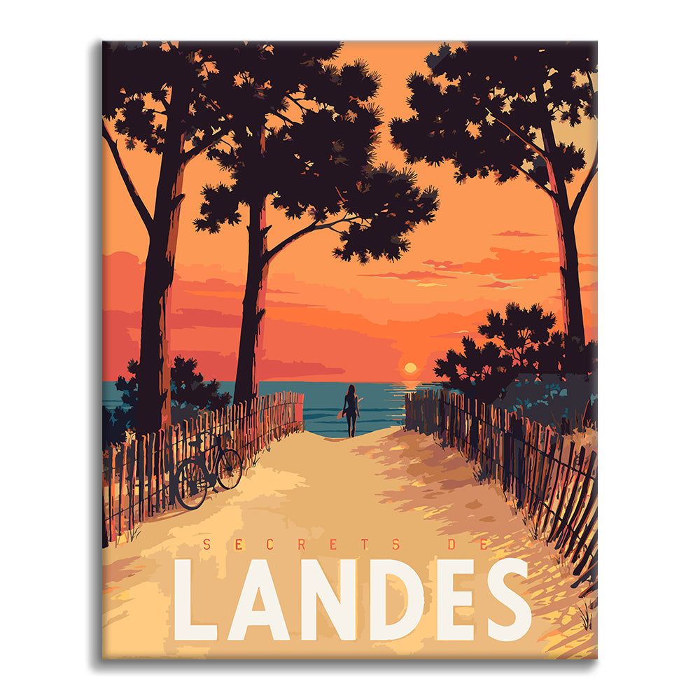 Camino a la playa al atardecer – Pintura por números