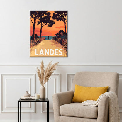 Camino a la playa al atardecer – Pintura por números