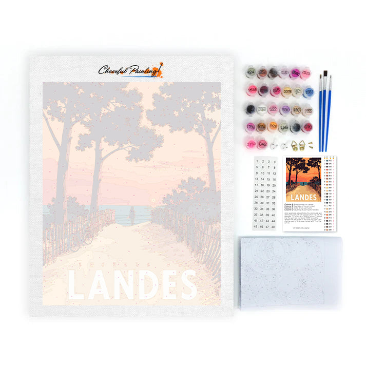 Camino a la playa al atardecer – Pintura por números