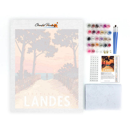Camino a la playa al atardecer – Pintura por números