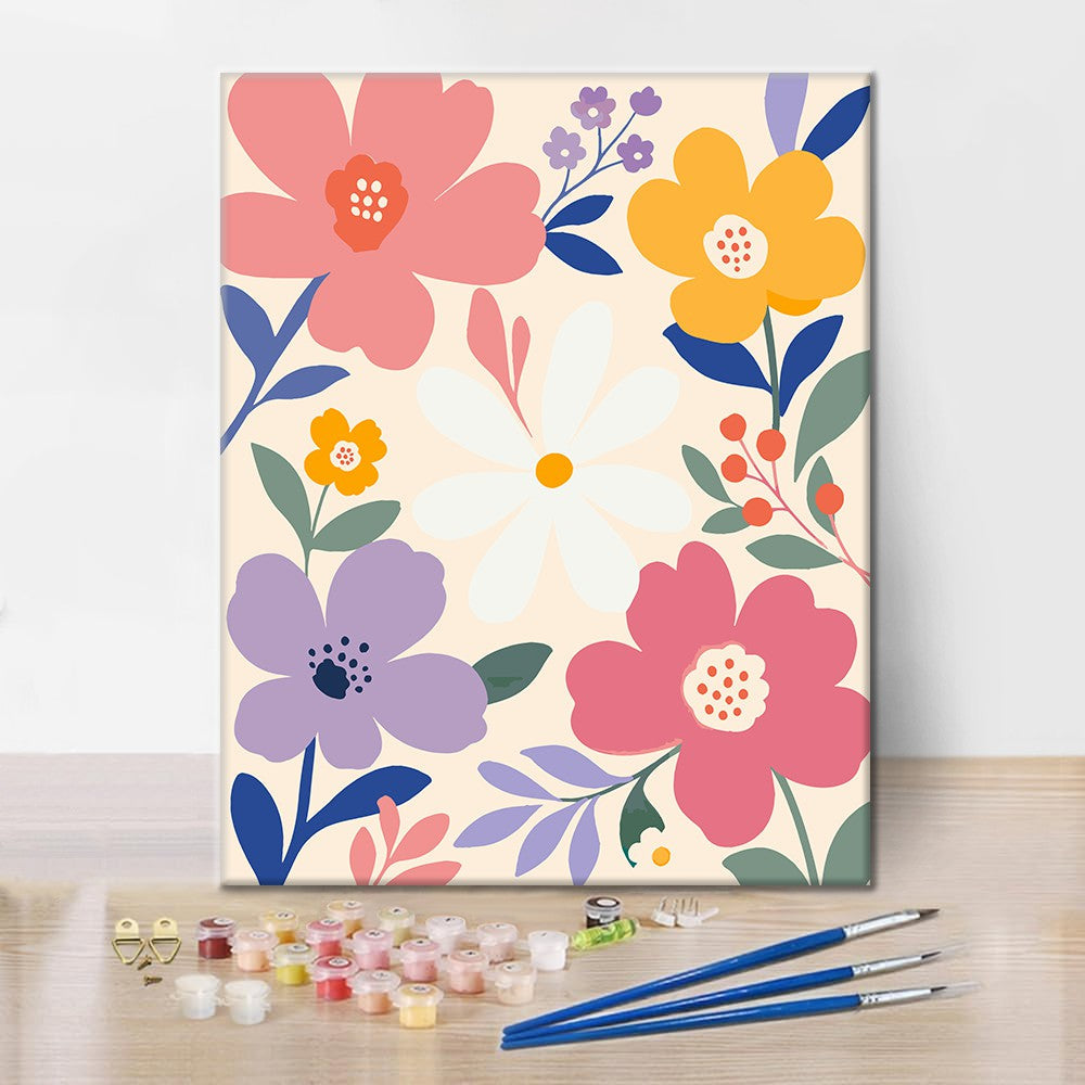 Flores pastel modernas – Pintura por números