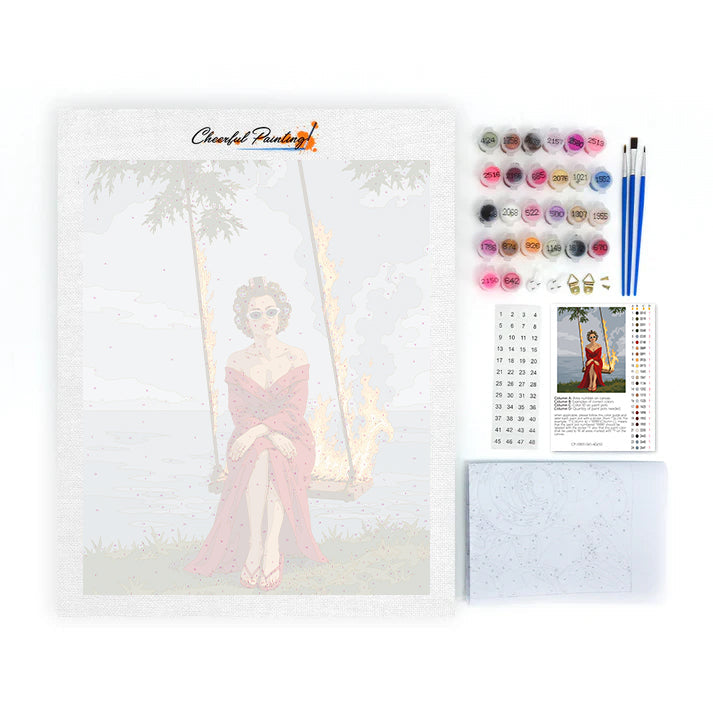 Mujer en un columpio llameante – Pintura por números