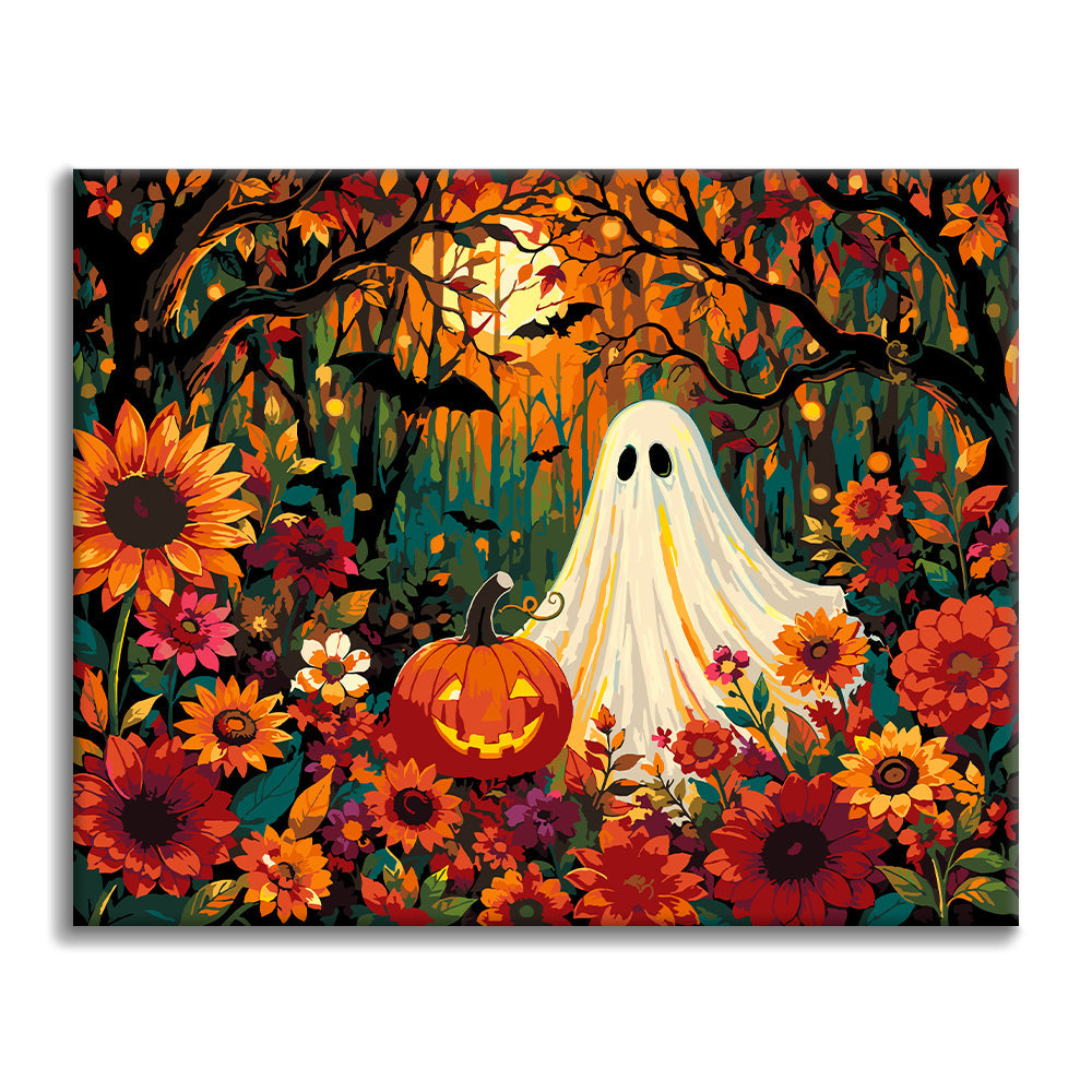 Fantasma entre flores de otoño – Pintura por números