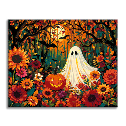 Fantasma entre flores de otoño – Pintura por números