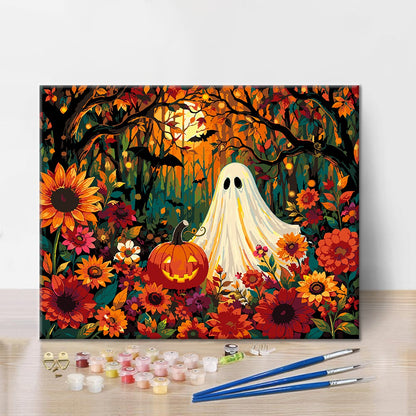 Fantasma entre flores de otoño – Pintura por números