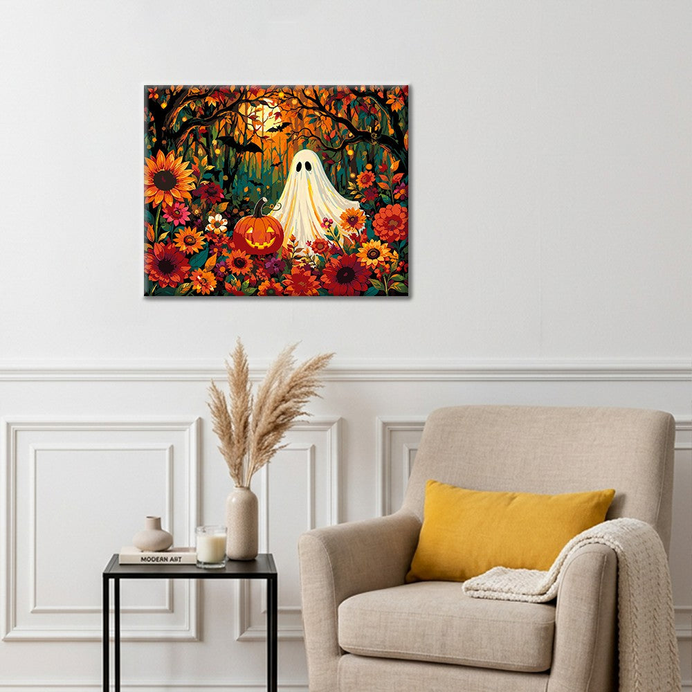 Fantasma entre flores de otoño – Pintura por números