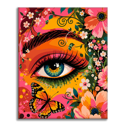 Ojo floral y mariposa – Pintura por números