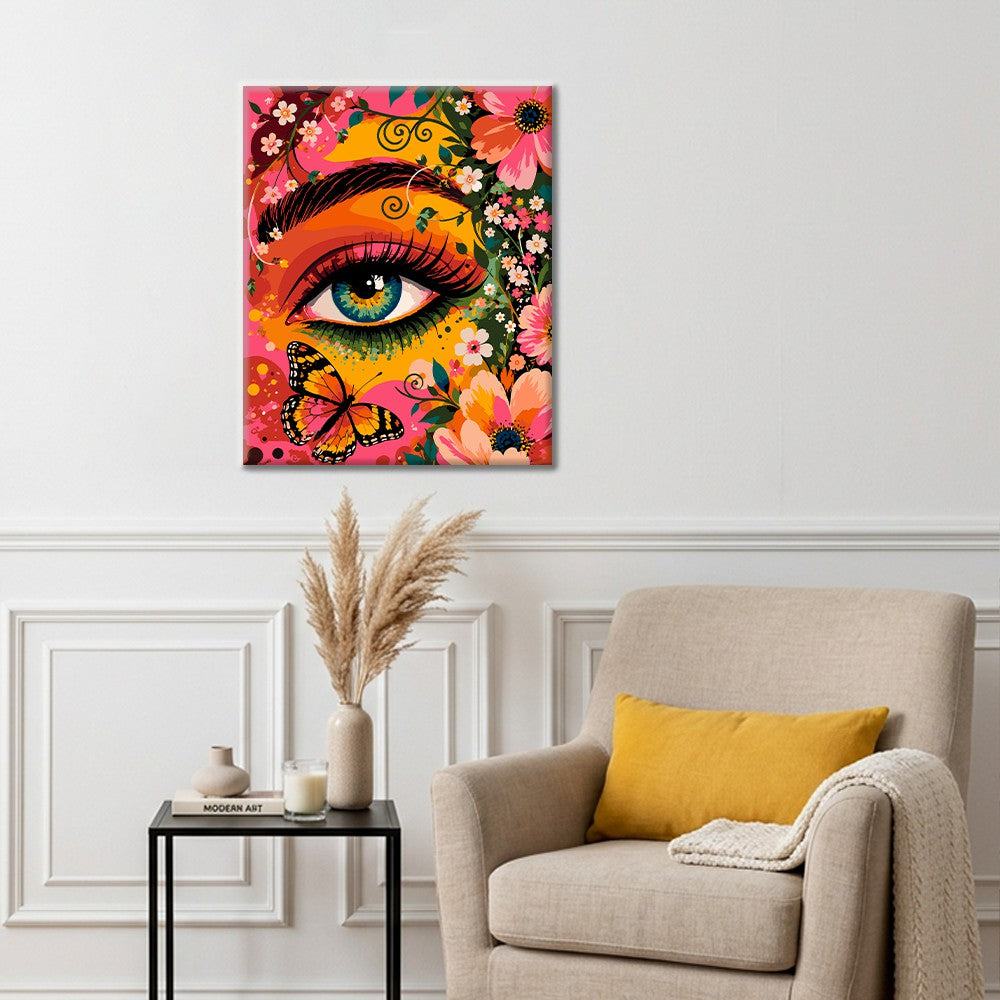 Ojo floral y mariposa – Pintura por números
