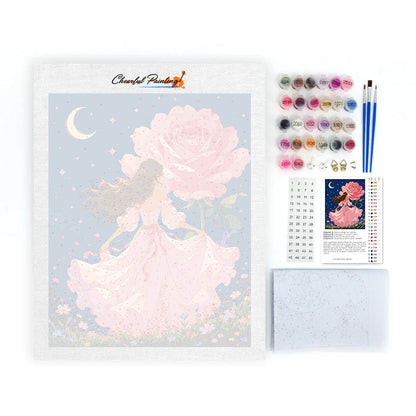 Princesa rosa iluminada por la luna – Pintura por números