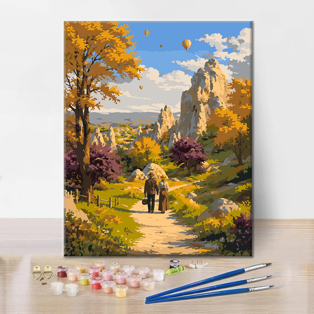 Ciclista de montaña de otoño – Pintura por números