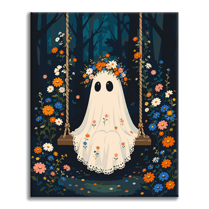 Fantasma en un columpio del bosque – Pintura por números