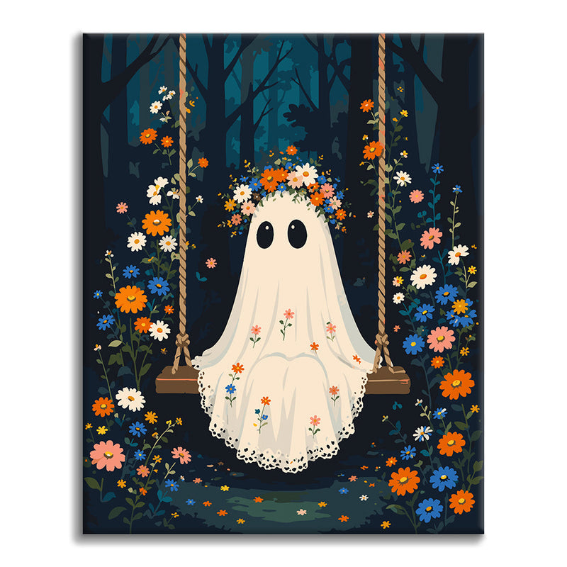 Fantasma en un columpio del bosque – Pintura por números