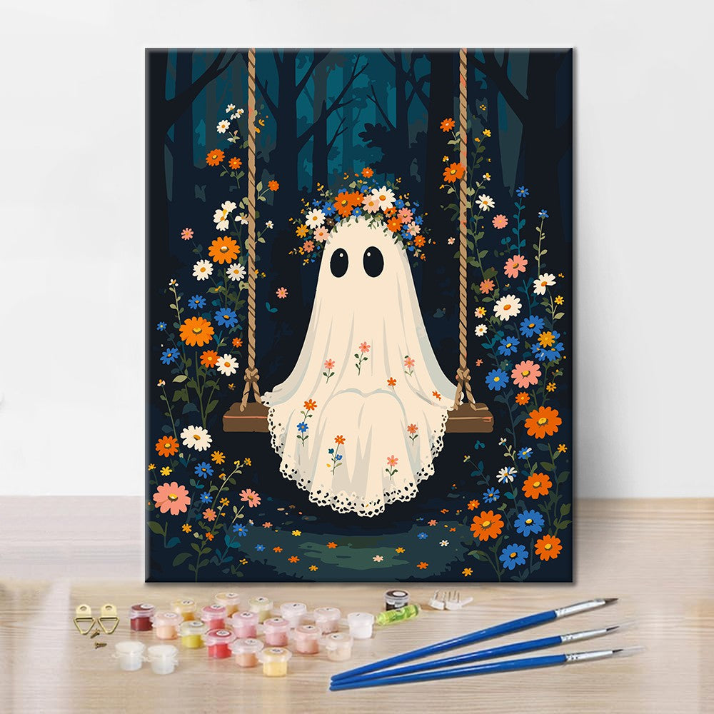 Fantasma en un columpio del bosque – Pintura por números
