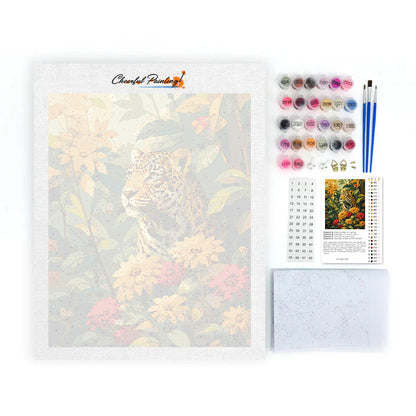 Leopardo entre las flores tropicales – Pintura por números