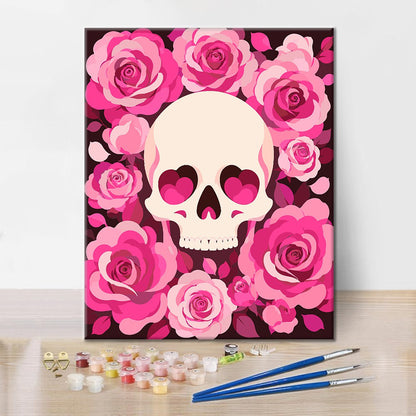 Calavera rosa rosa – Pintura por números