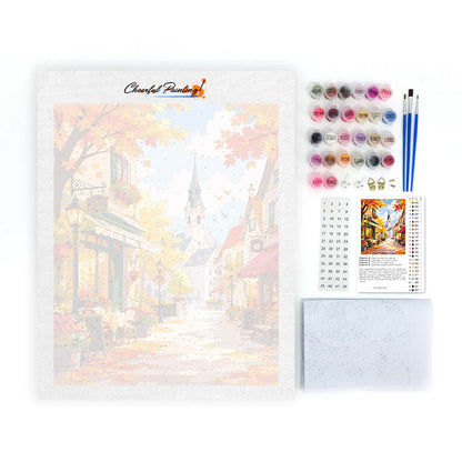 Sunny Autumn Café Street – Pintura por números