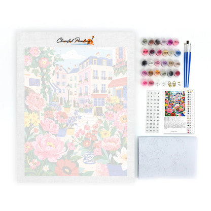 Calle parisina llena de flores – Pintura por números