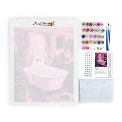 Fantasma en una bañera rosa – Pintura por números