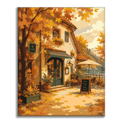 Autumn Village Café – Pintura por números