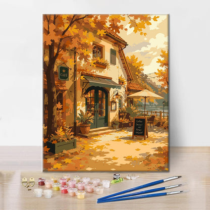 Autumn Village Café – Pintura por números