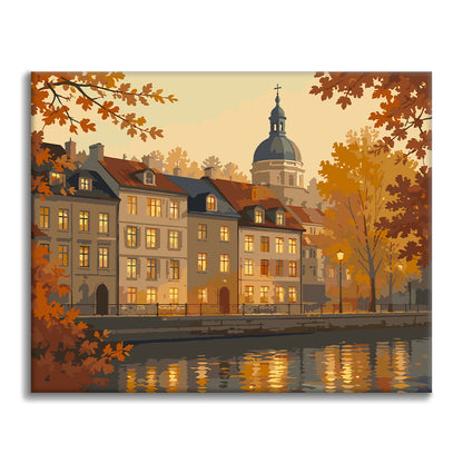 Paseo marítimo histórico en otoño – Pintura por números