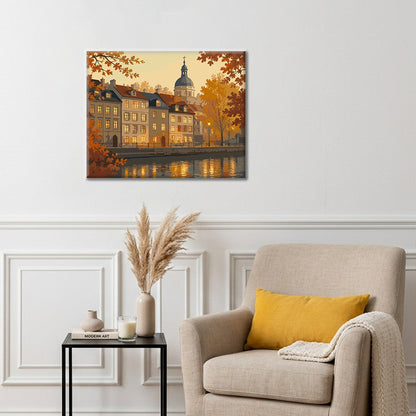 Paseo marítimo histórico en otoño – Pintura por números