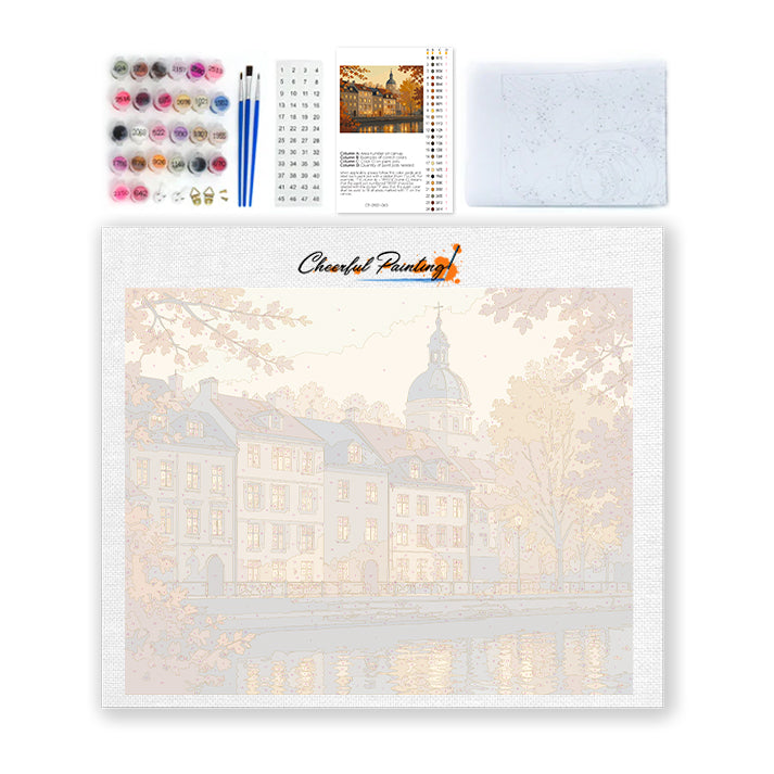 Paseo marítimo histórico en otoño – Pintura por números